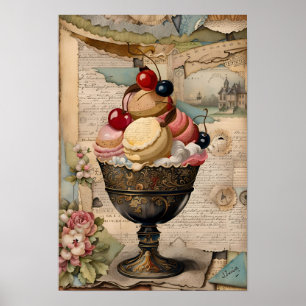 Affiche Yummy Sweets Vintage Collage