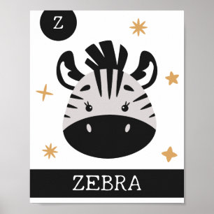 Affiche Z est pour Zebra, Nursery, Chambre à coucher, Art 