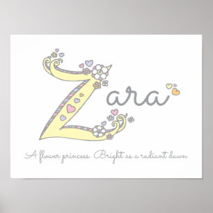 Affiche Z pour Zara signification initiale du nom dans l'a