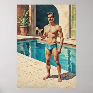 Affiche Zaddy masculin vintage | Étalon rétro au bord de l
