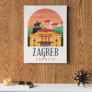 Affiche Zagreb Croatie Cityscape Vintage