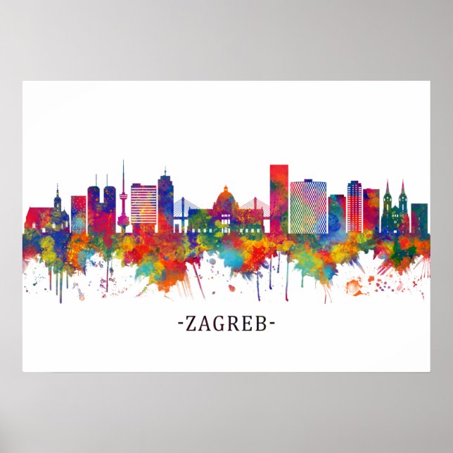 Affiche Zagreb Croatie Skyline (Devant)
