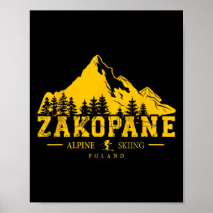 Affiche Zakopane Pologne Station de ski Ski alpin Poliatra