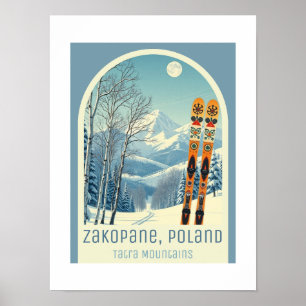 Affiche Zakopane Pologne Station de ski Tatra Mounts