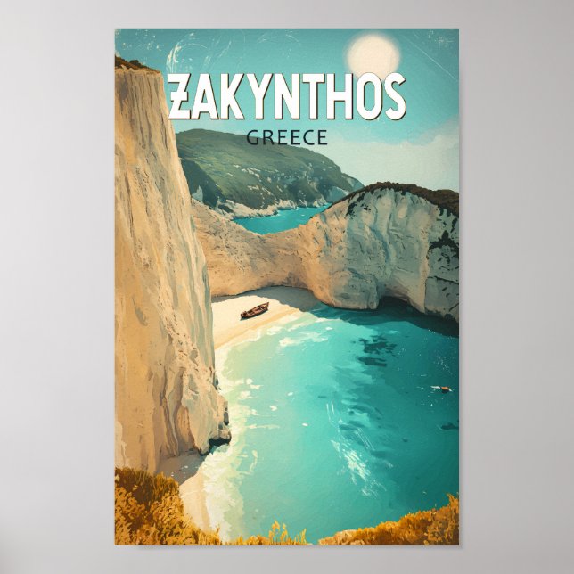 Affiche Zakynthos Greece Illustration Travel Art Vintage (Devant)