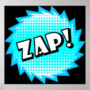 Affiche Zap onomatopoeia utilisé dans la culture de la ban