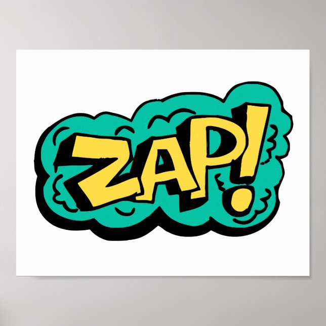 Affiche ZAP speech bubble word, hand drawn illustration (Devant)