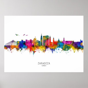 Affiche Zaragoza Espagne Toits