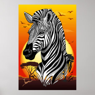 Affiche Zebra African Savanna Wild Animal