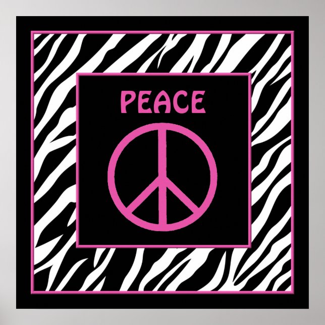 Affiche Zebra and Pink Peace Sign Wall Decor (Devant)