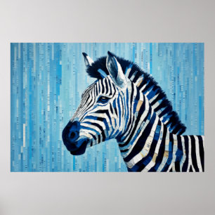 Affiche Zebra Animal Art Décor Peinture Mosaïque