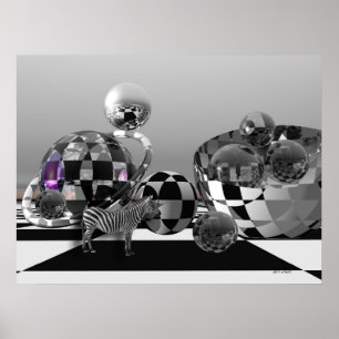 Affiche Zebra dans un monde de science-fiction B&W