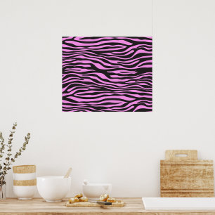Affiche Zebra Print, Zebra Stripes, Pink Zebra, Jungle