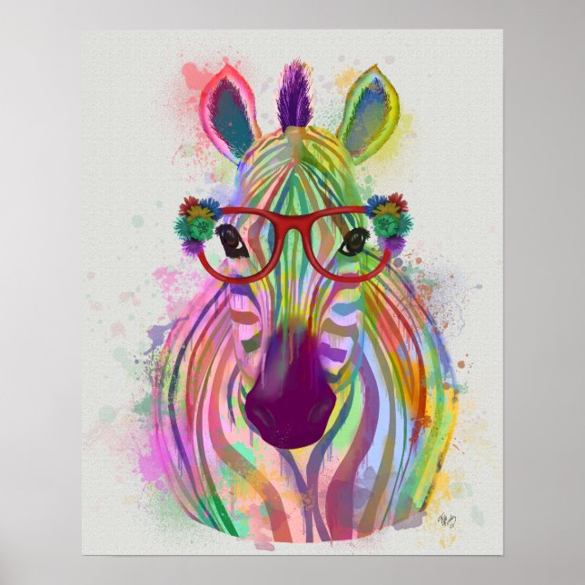 Affiche Zebra Rainbow Splash (Devant)