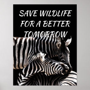 Affiche Zebra, sauvez la faune pour un avenir meilleur pou