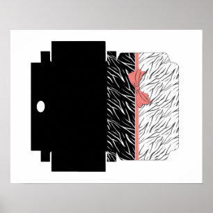 Affiche Zebra skin black white tiger leather stripes pink