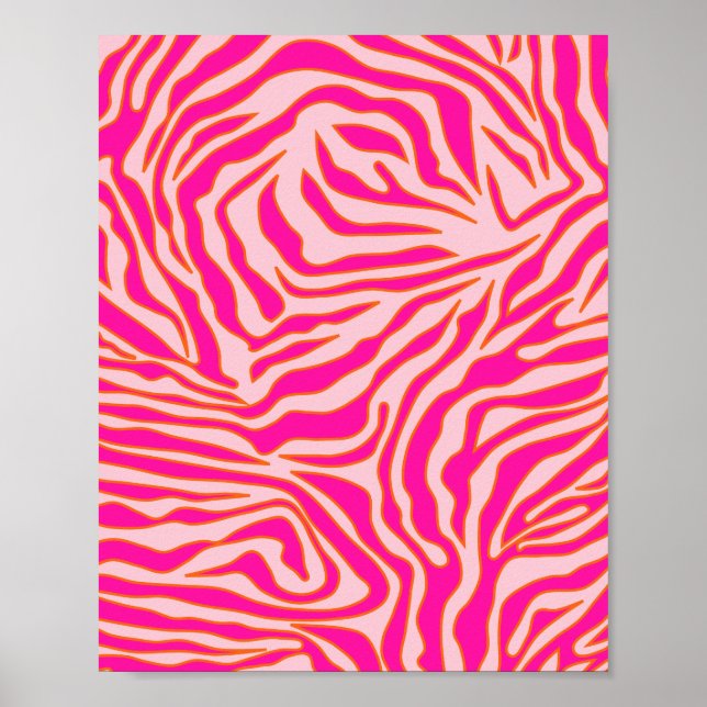 Affiche Zebra Stripes Pink Orange Wild Animal Prince (Devant)