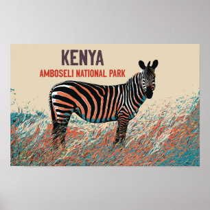 Affiche Zèbre dans le parc national d'Amboseli, Kenya