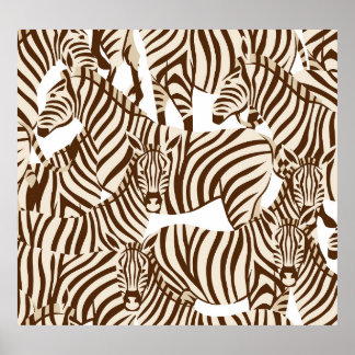 Affiche Zèbres, savane sauvage, motif sans soudure