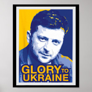 Affiche Zelensky Gloire à l'Ukraine Slava Ukraini Ukrainie