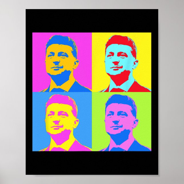 Affiche Zelensky Stand Avec Ukraine Ukrainiens Soutien Pop (Devant)