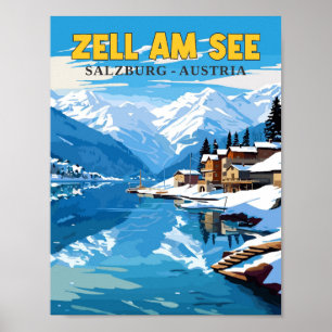 Affiche Zell Am See Autriche illustration de voyage vintag