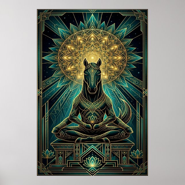 Affiche Zen Art Deco Horse Silhouette Spiritual Gold (Devant)