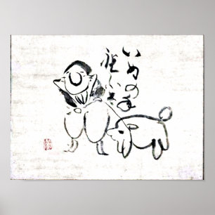 Affiche Zen Classics - Gibon Sengai - Homme et chien