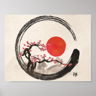Affiche Zen Enso Circle et Sakura Tree