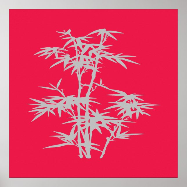 Affiche Zen rose asiatique style japonais bambou (Devant)
