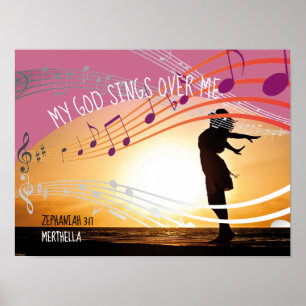 Affiche Zephanie 3:17 MON DIEU CHANTE SUR MOI Personnalisé