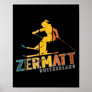 Affiche Zermatt Alpes suisses Ski alpin Suisse Mont