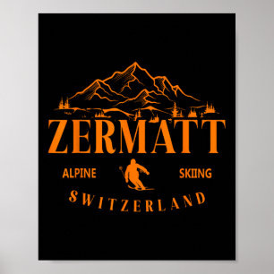Affiche Zermatt Alpes suisses ski alpin Suisse Mont