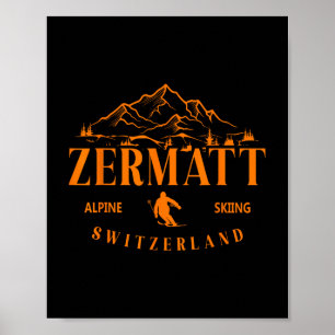 Affiche Zermatt Alpes suisses Ski alpin Suisse Mont
