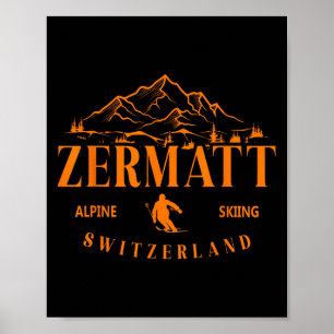 Affiche Zermatt Alpes suisses Ski alpin Suisse Mont