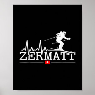 Affiche Zermatt Heartbeat Alpine Skiing Suisse Alpes Commu