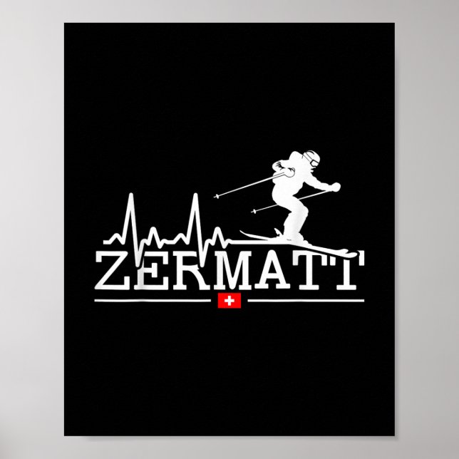 Affiche Zermatt Heartbeat Alpine Skiing Suisse Alpes Commu (Devant)