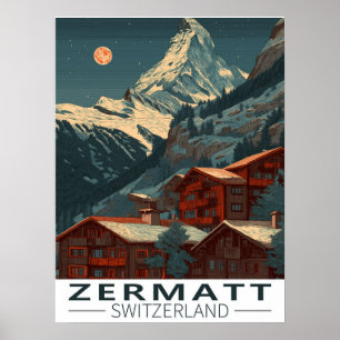 Affiche Zermatt Matterhorn Vintage voyage