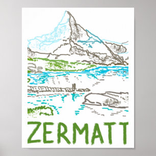 Affiche Zermatt Suisse Cadeau Souvenir Pour Touristes Sti