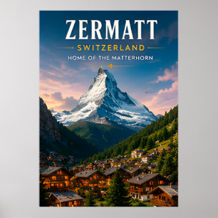 Affiche 🏔️ Zermatt Suisse Décor Voyage Matterhorn ❄️