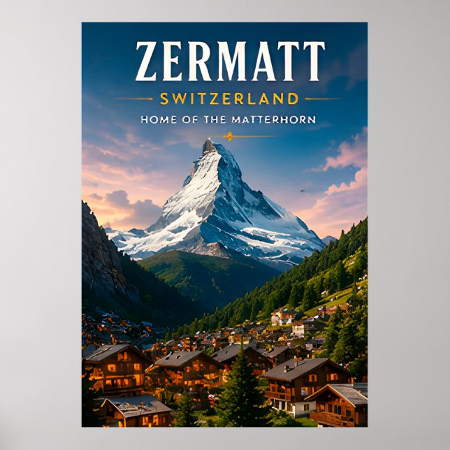 Affiche 🏔️ Zermatt Suisse Décor Voyage Matterhorn ❄️ (Devant)