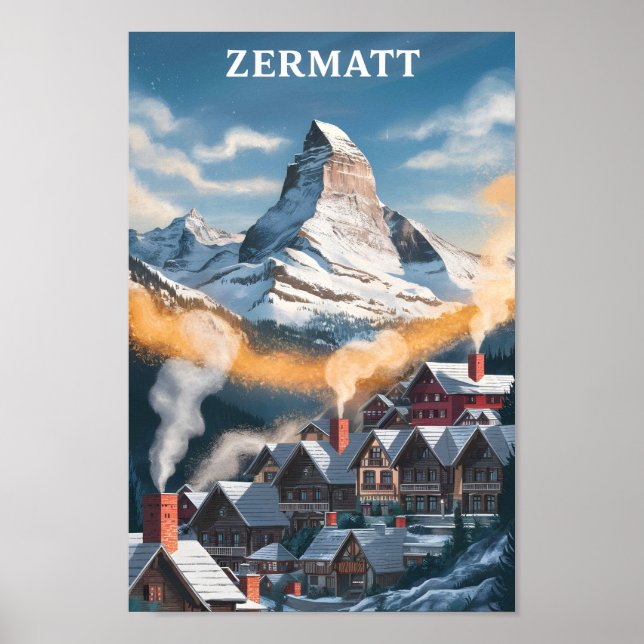 Affiche Zermatt Suisse Lieu de voyage célèbre (Devant)