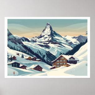 Affiche Zermatt, Suisse Matterhorn Vintage