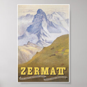 Affiche Zermatt Suisse Matterhorn Vintage voyage