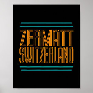 Affiche Zermatt Suisse Ski alpin Rétro Alpes suisses