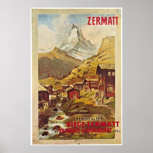 Affiche Zermatt Suisse Switzerland Gornergratbahn (Devant)