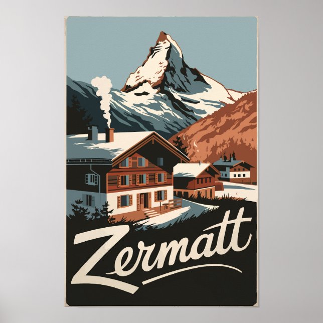 Affiche Zermatt Suisse Voyage Art Vintage (Devant)