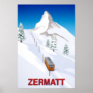 Affiche Zermatt Swizerland Ski Train