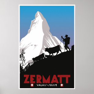 Affiche Zermatt, Valais, Suisse,