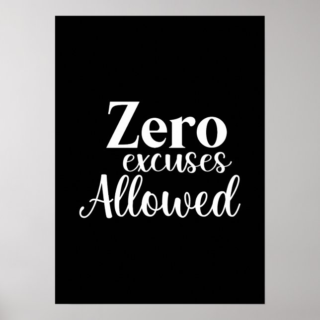 Affiche Zéro Excuses autorisées - Gymnase, Hustle, Succès (Devant)